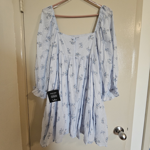 Lulu's Light Blue Floral Textured Dress - Picture 9 of 12